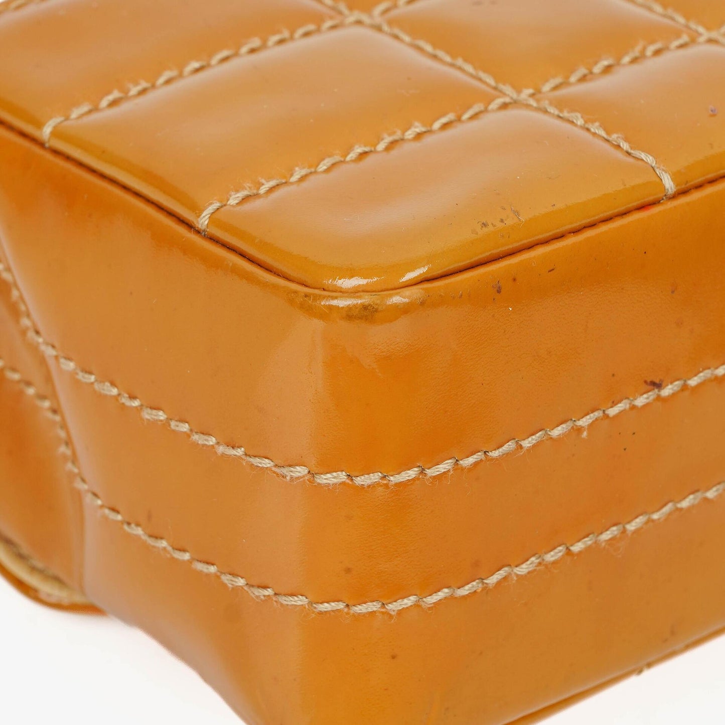 Chanel Mini Chocolate Bar Qulted Patent Leather Flap Bag With 24K Gold-Plated Hardware