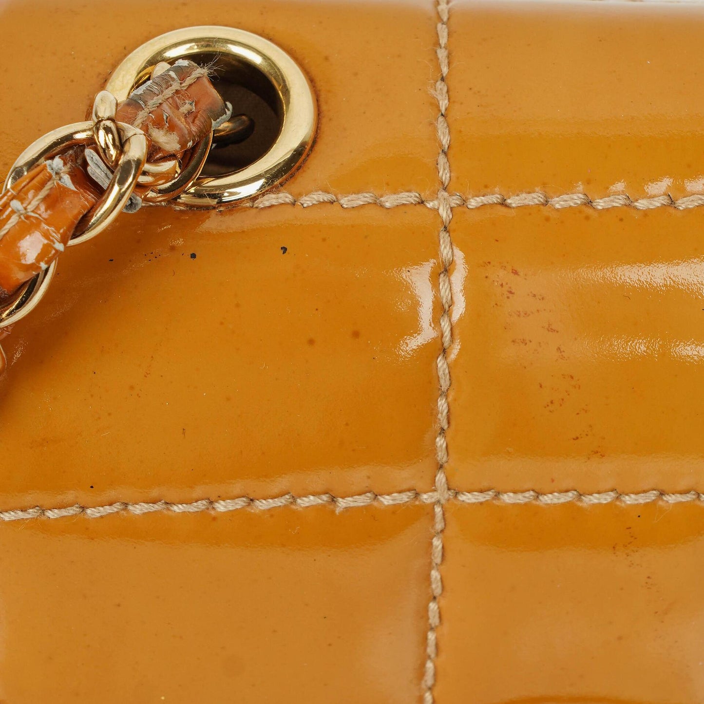 Chanel Mini Chocolate Bar Qulted Patent Leather Flap Bag With 24K Gold-Plated Hardware