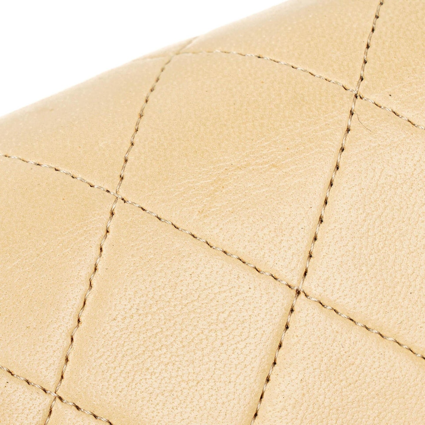 Chanel Mini Classic Biege Quilted Lambskin Full Flap Wallet On Chain WOC With 24K Gold-Plated Hardware