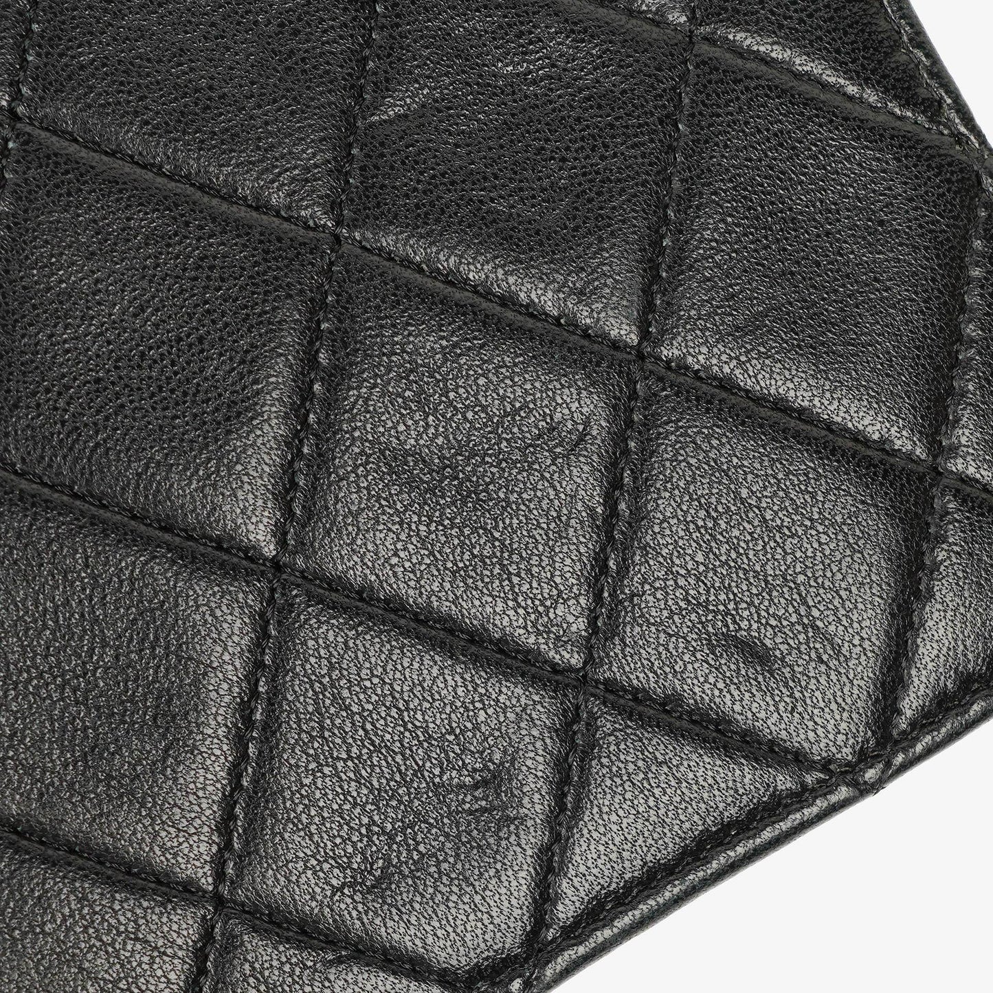 Chanel Mini Classic Black Quilted Lambskin Full Flap Wallet On Chain WOC With 24K Gold-Plated Hardware