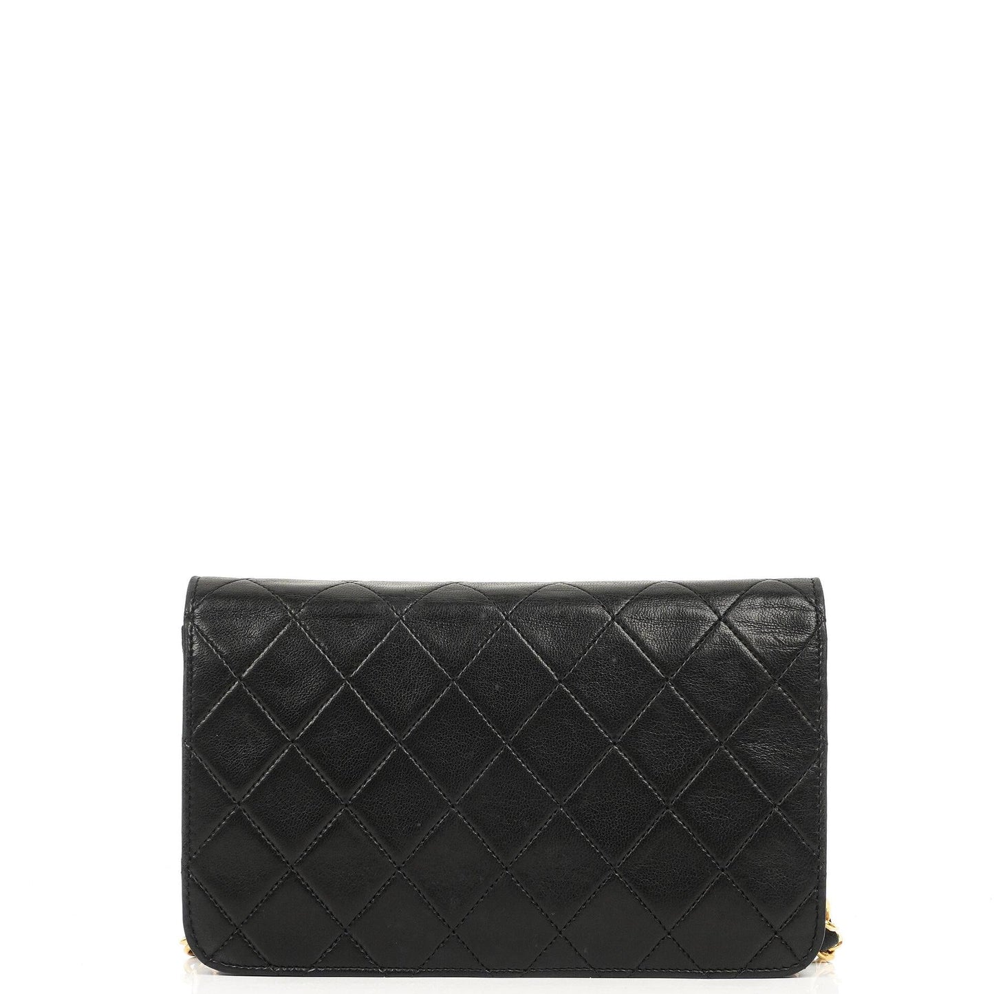 Chanel Mini Classic Black Quilted Lambskin Leather Full Flap Wallet On Chain WOC With 24K Gold-Plated Hardware