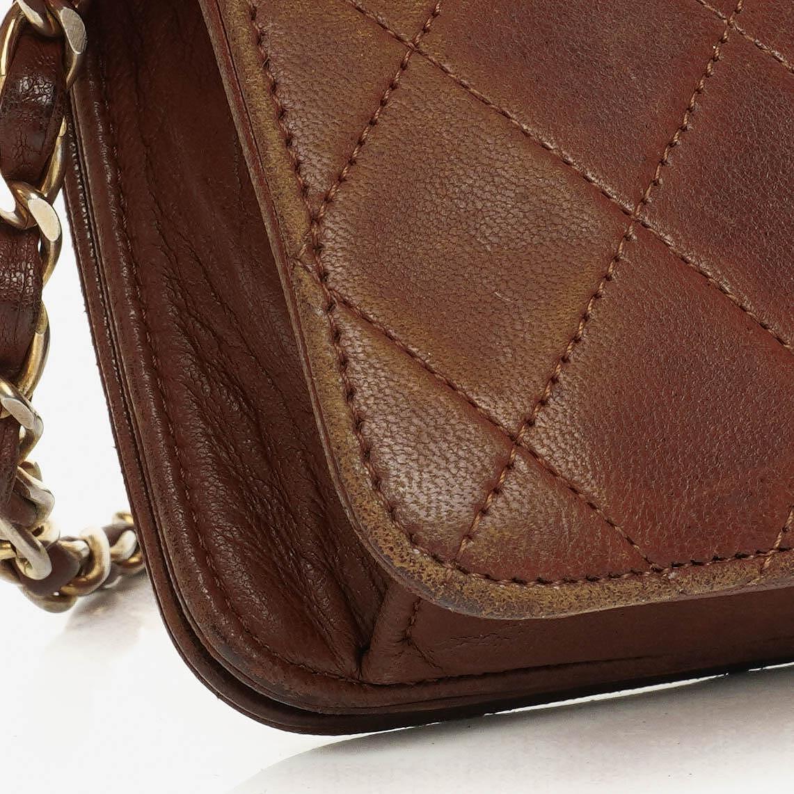Chanel Mini Classic Quilted Lambskin Full Flap Wallet On Chain WOC With 24K Gold-Plated Hardware