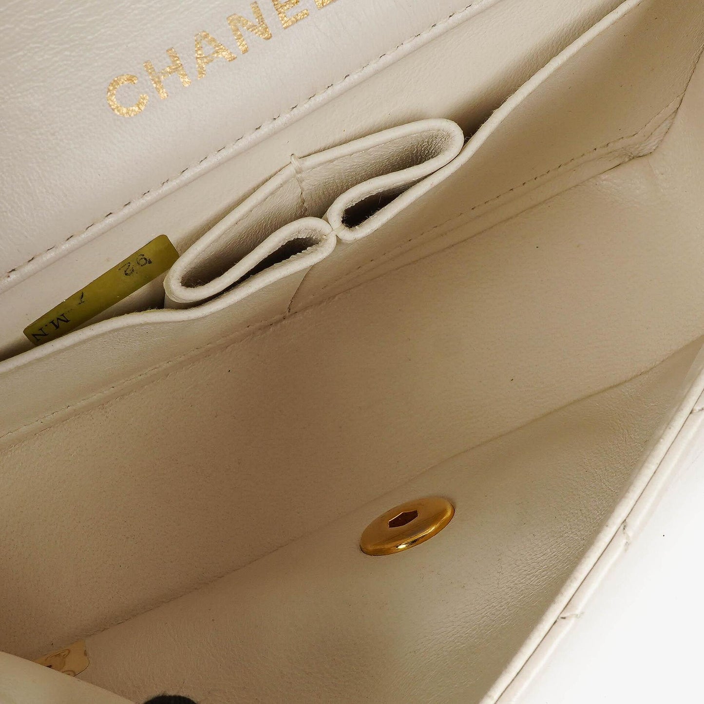 Chanel Mini Classic White Quilted Lambskin Full Flap Wallet On Chain WOC With 24K Gold-Plated Hardware