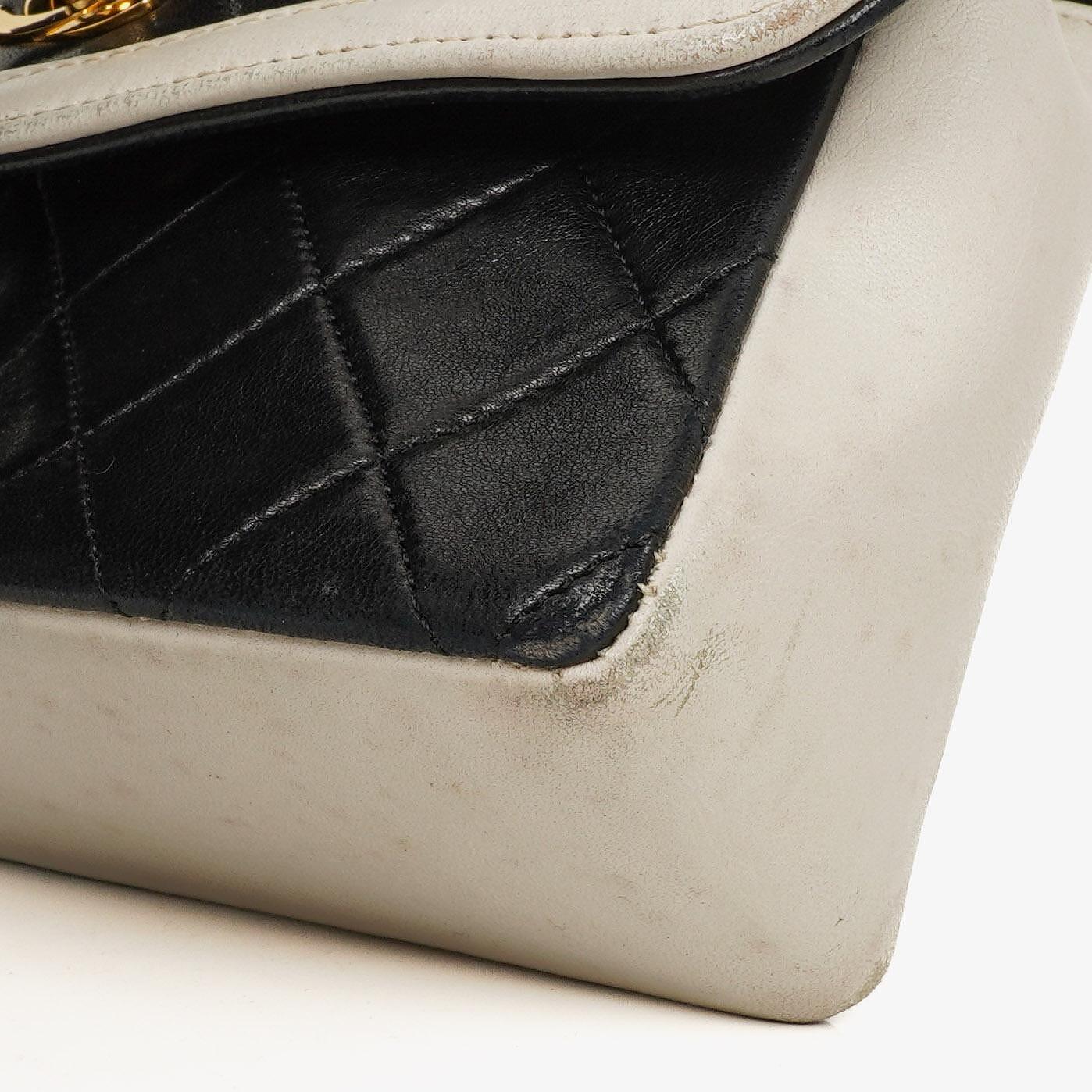 Chanel Mini Diana Flap Bag Black And White Quilted Lambskin 24K Gold-Plated Hardware