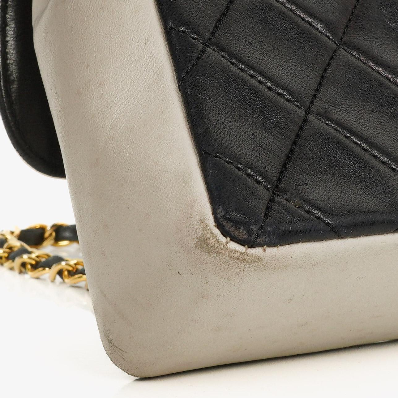 Chanel Mini Diana Flap Bag Black And White Quilted Lambskin 24K Gold-Plated Hardware