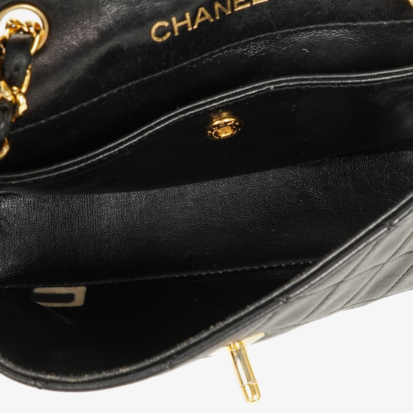 Chanel Mini Diana Flap Bag Black And White Quilted Lambskin 24K Gold-Plated Hardware