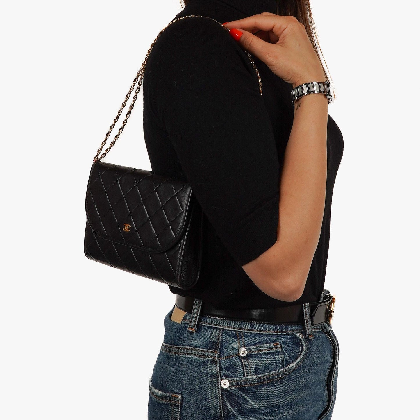 Chanel Mini Flap Bag Black Quilted Lambskin With 24K Gold-Plated Hardware