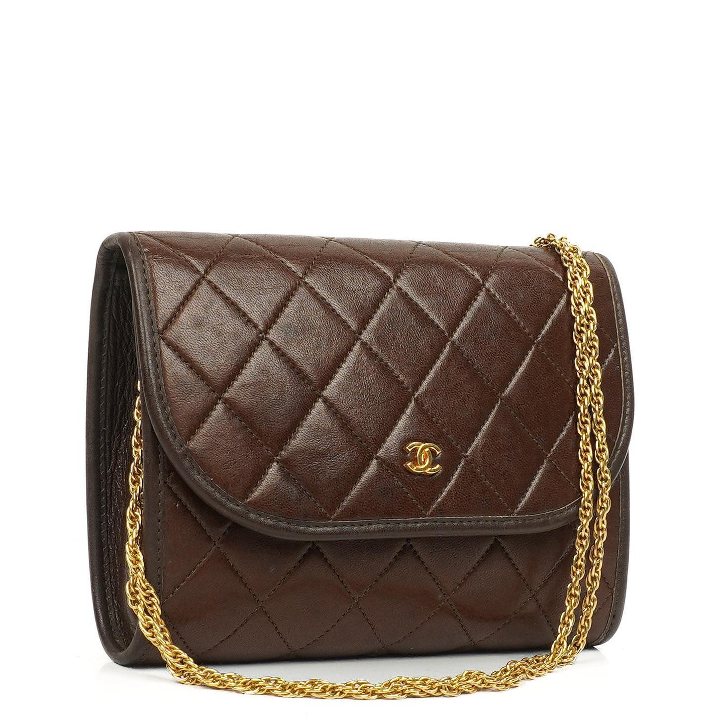 Chanel Mini Flap Bag Brown Quilted Lambskin With 24K Gold-Plated Hardware