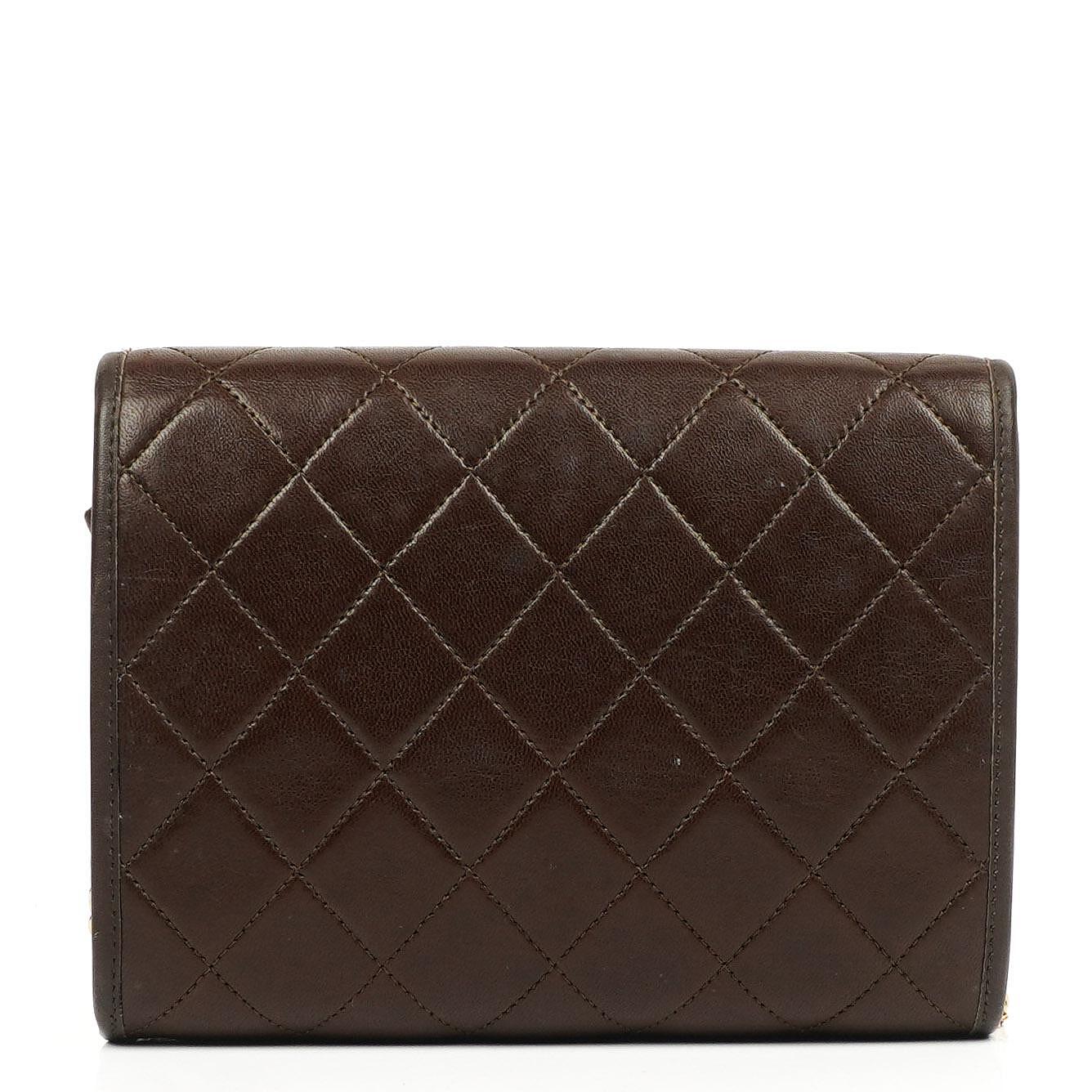 Chanel Mini Flap Bag Brown Quilted Lambskin With 24K Gold-Plated Hardware
