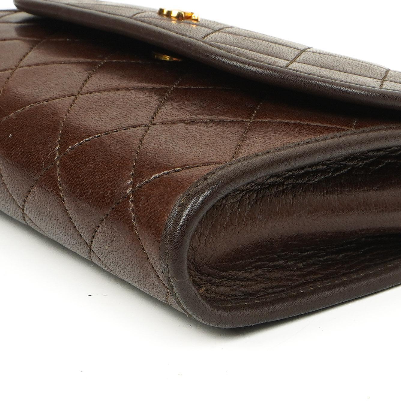 Chanel Mini Flap Bag Brown Quilted Lambskin With 24K Gold-Plated Hardware