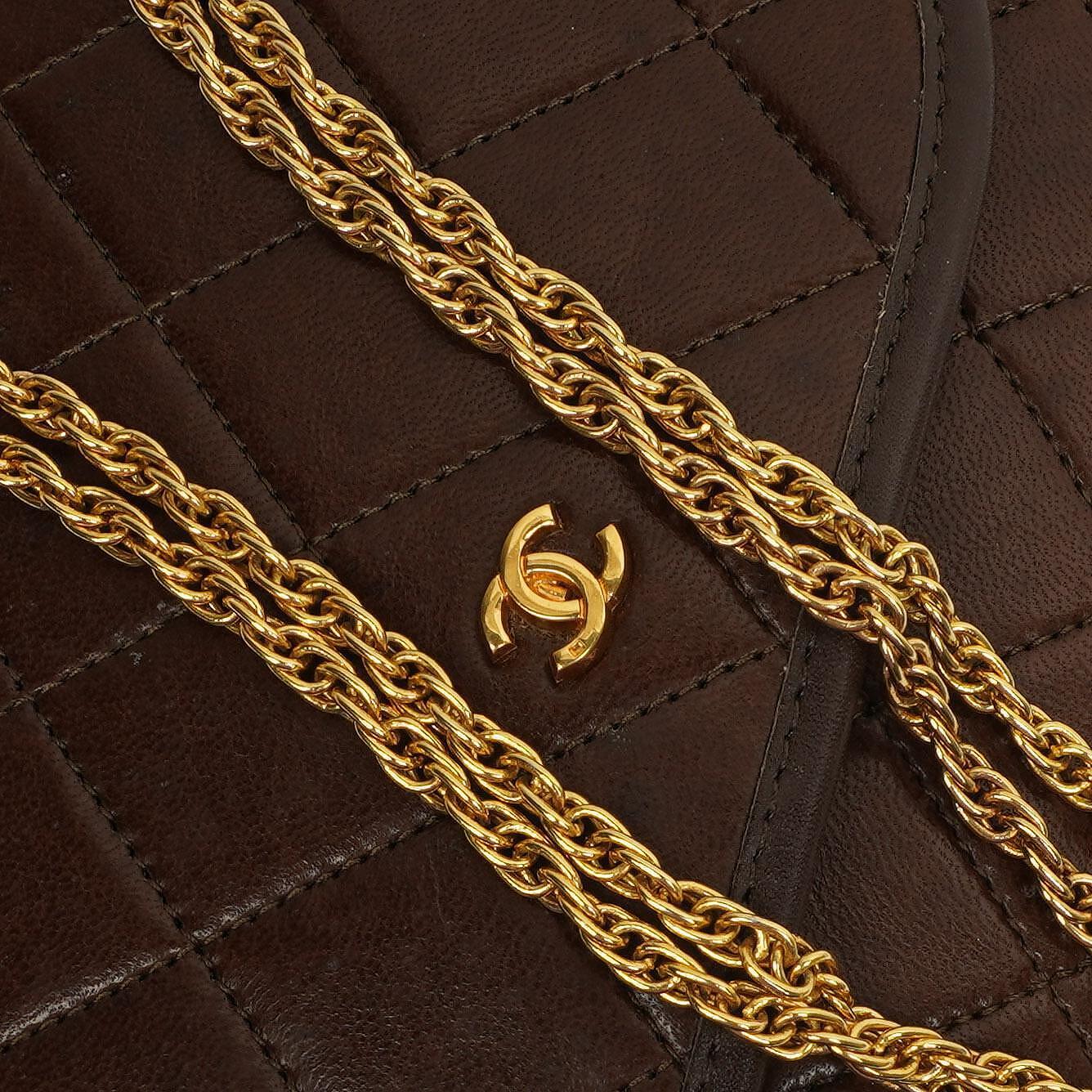 Chanel Mini Flap Bag Brown Quilted Lambskin With 24K Gold-Plated Hardware