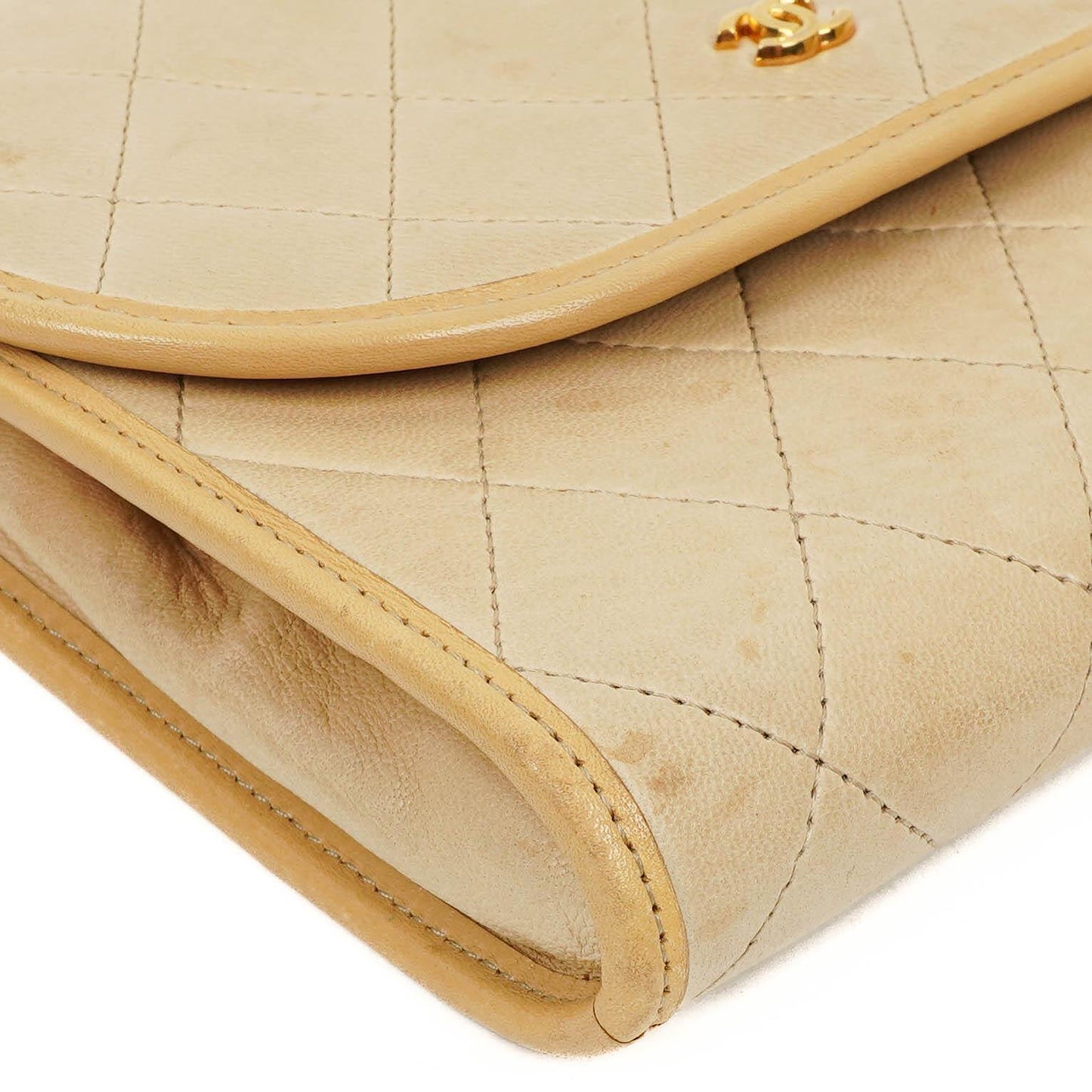 Chanel Mini Flap Bag in Beige Quilted Lambskin with 24k Gold Plated Hardware