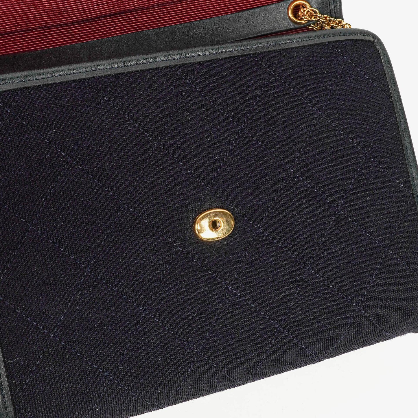 Chanel Mini Flap Navy Jersey With 24K Gold-Plated Hardware