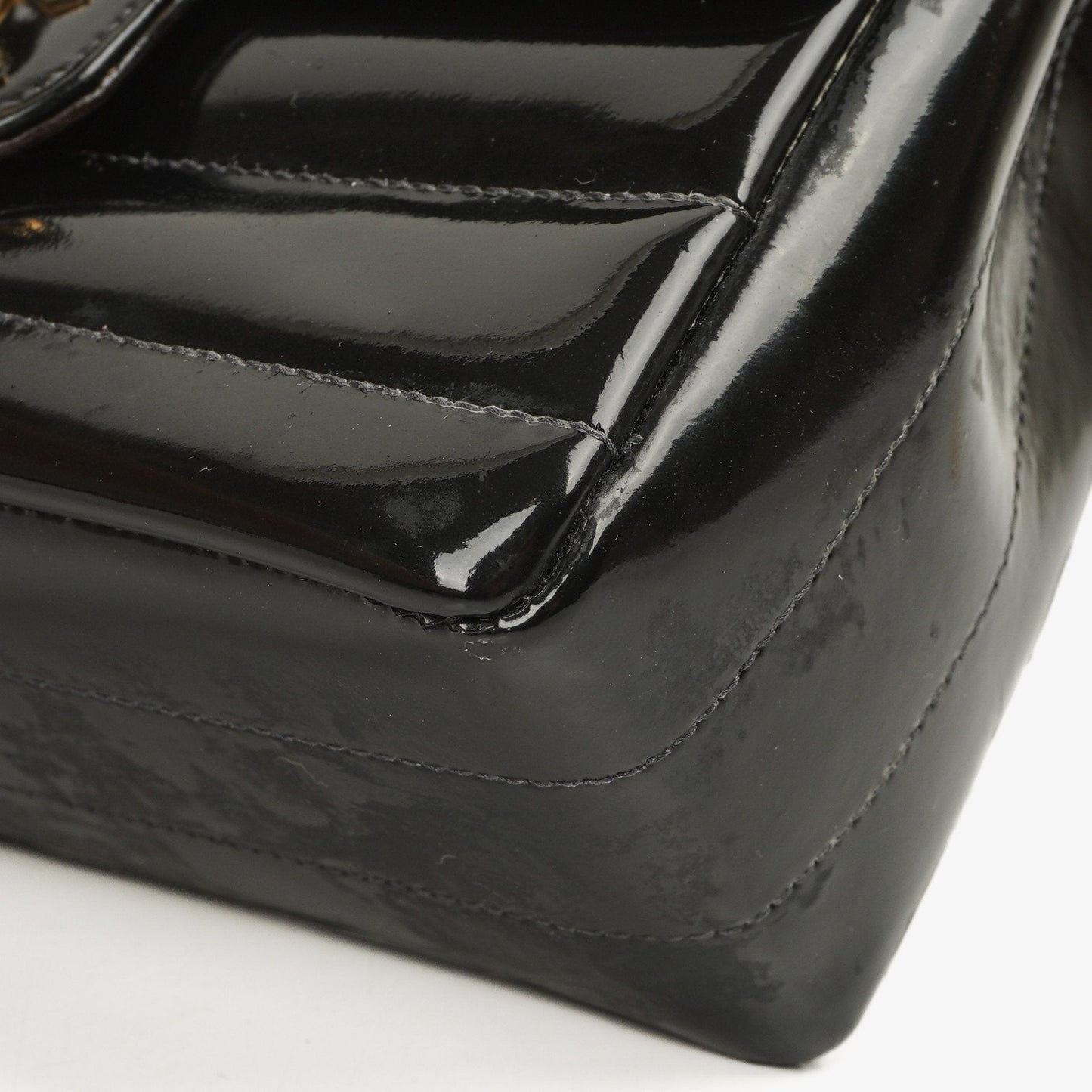 Chanel Mini Flap Square Bag in Black Horizontal Quilted Patent Leather with 24K Gold-Plated Hardware