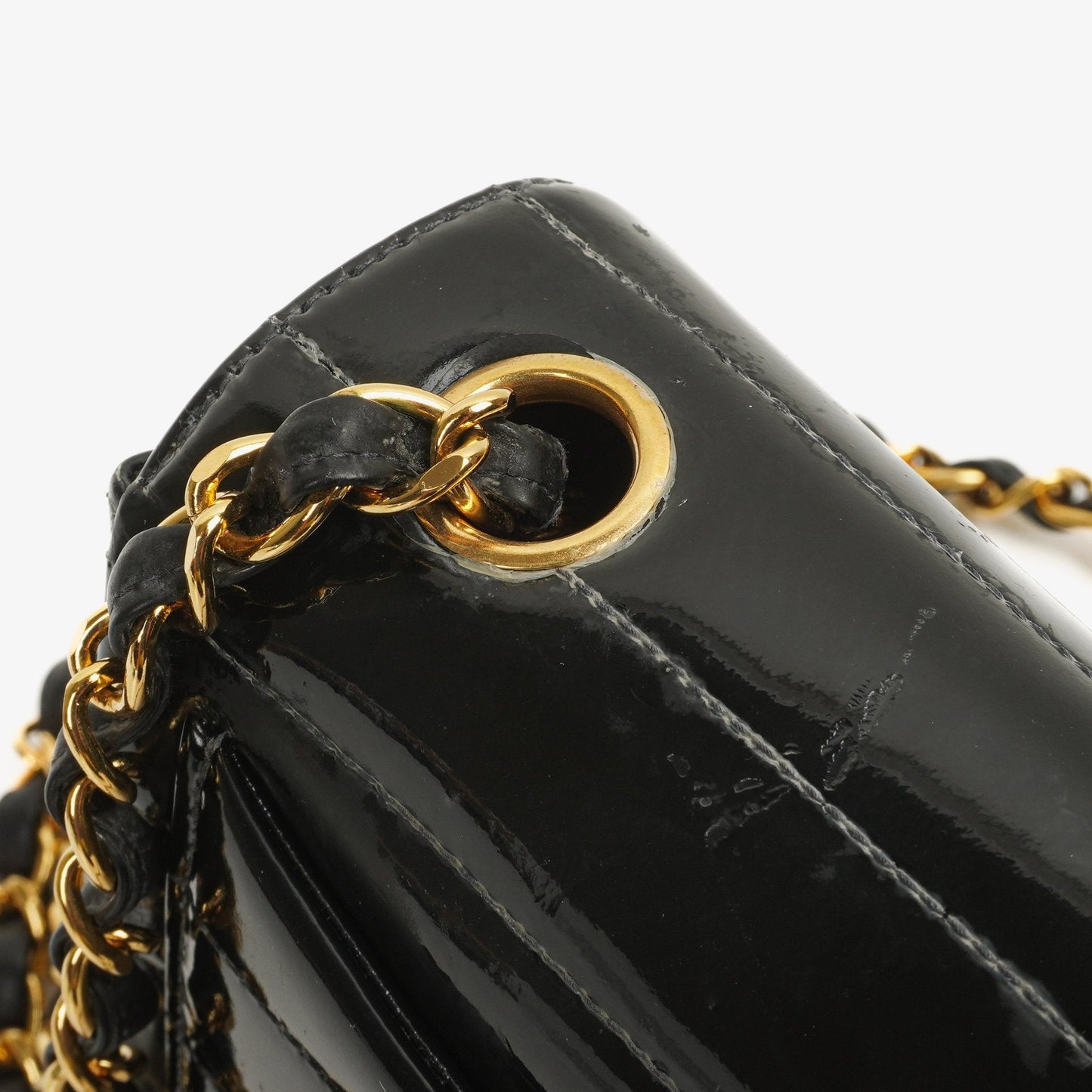 Chanel Mini Flap Square Bag in Black Horizontal Quilted Patent Leather with 24K Gold-Plated Hardware