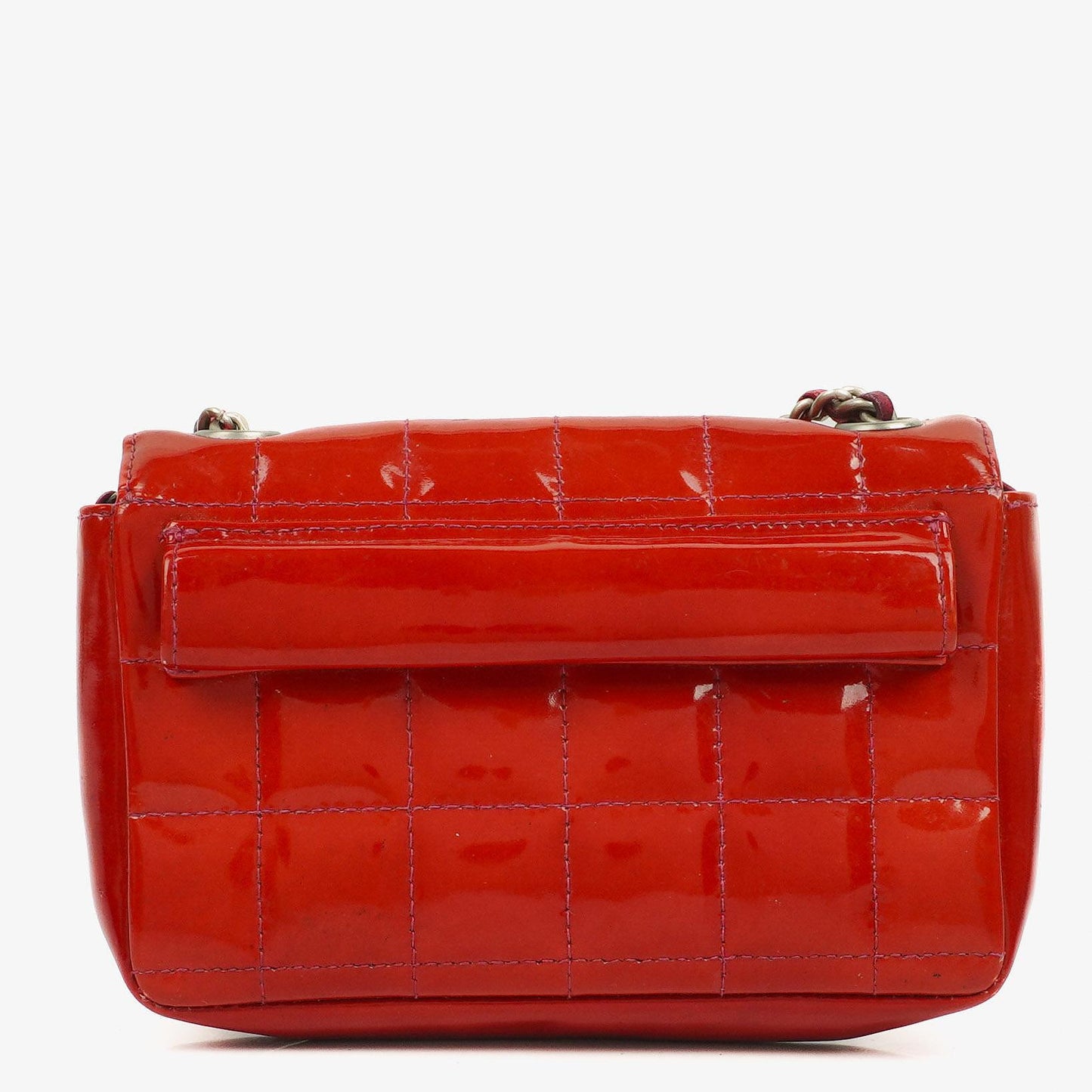 Chanel Mini Quilted Patent Leather East West Chocolate Bar Bag