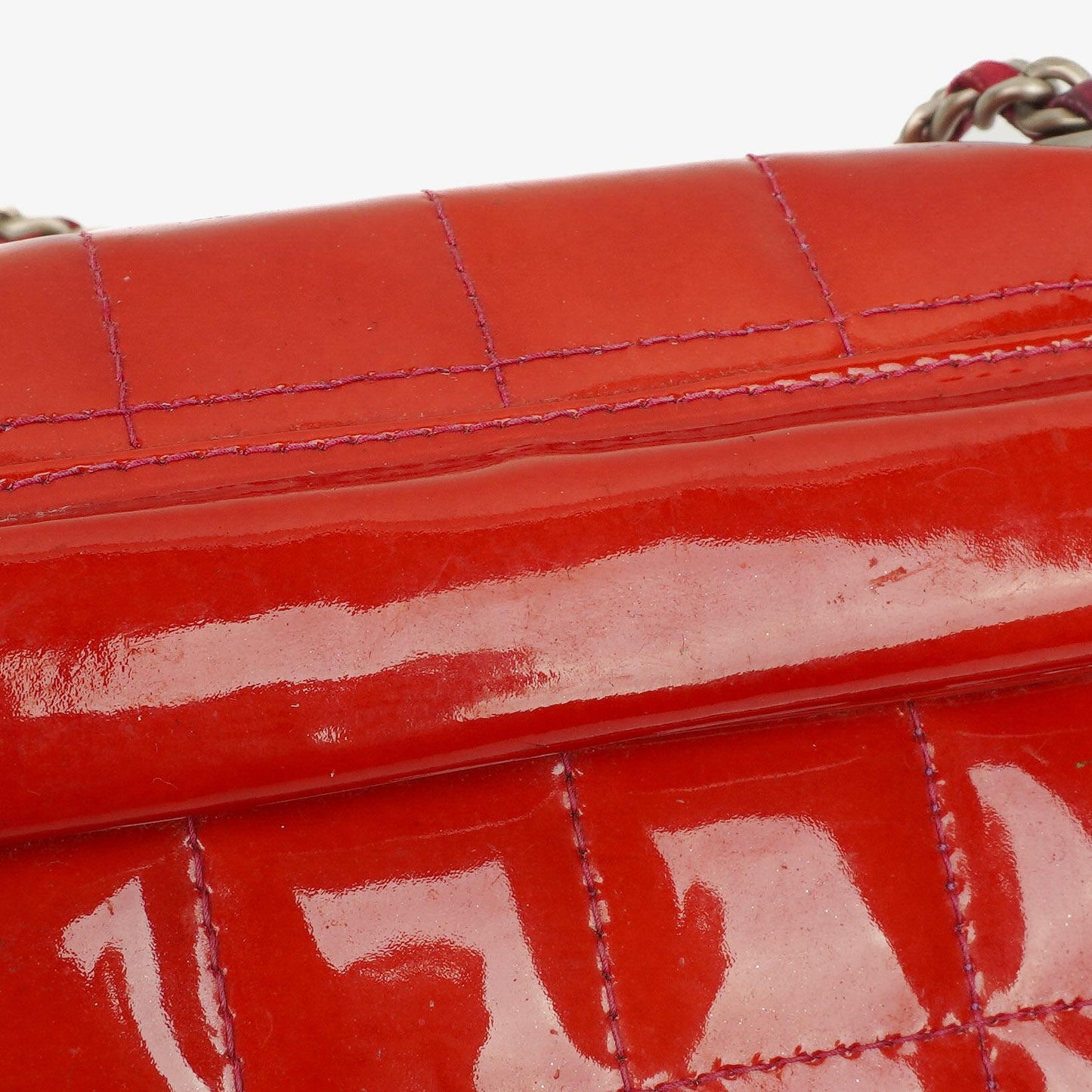 Chanel Mini Quilted Patent Leather East West Chocolate Bar Bag