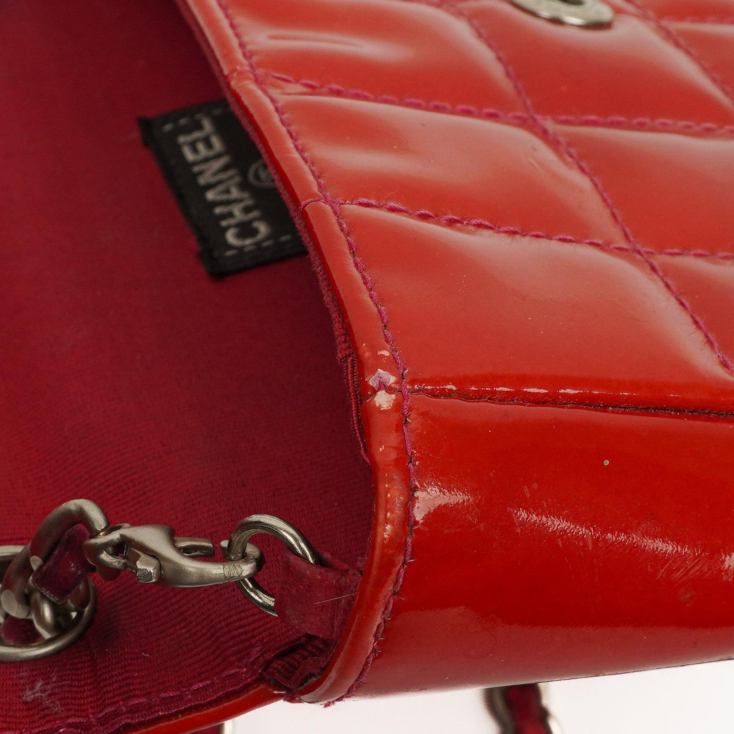 Chanel Mini Quilted Patent Leather East West Chocolate Bar Bag