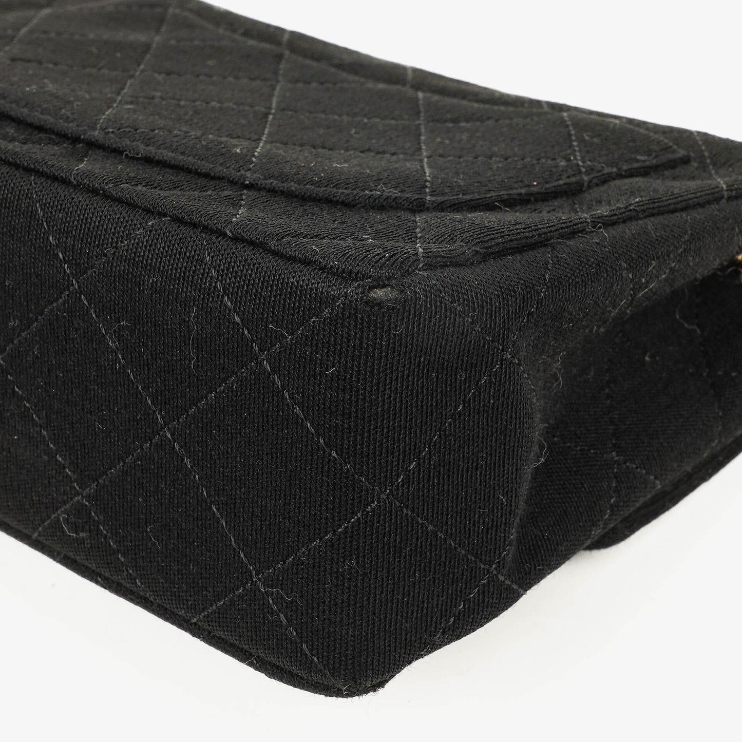 Chanel Mini Quilted Square Jersey Black Flap Bag With 24K Gold-Plated Hardware