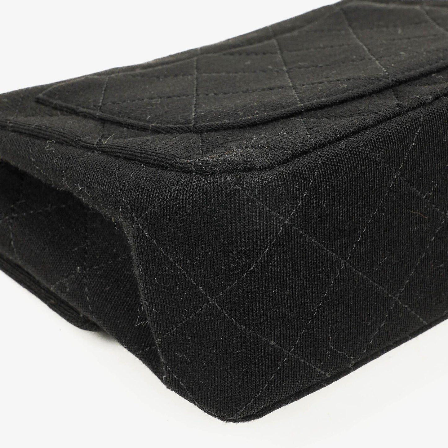 Chanel Mini Quilted Square Jersey Black Flap Bag With 24K Gold-Plated Hardware
