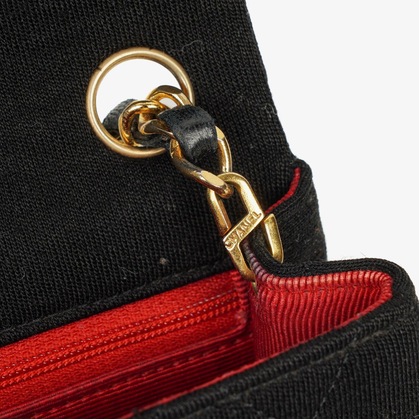 Chanel Mini Quilted Square Jersey Black Flap Bag With 24K Gold-Plated Hardware