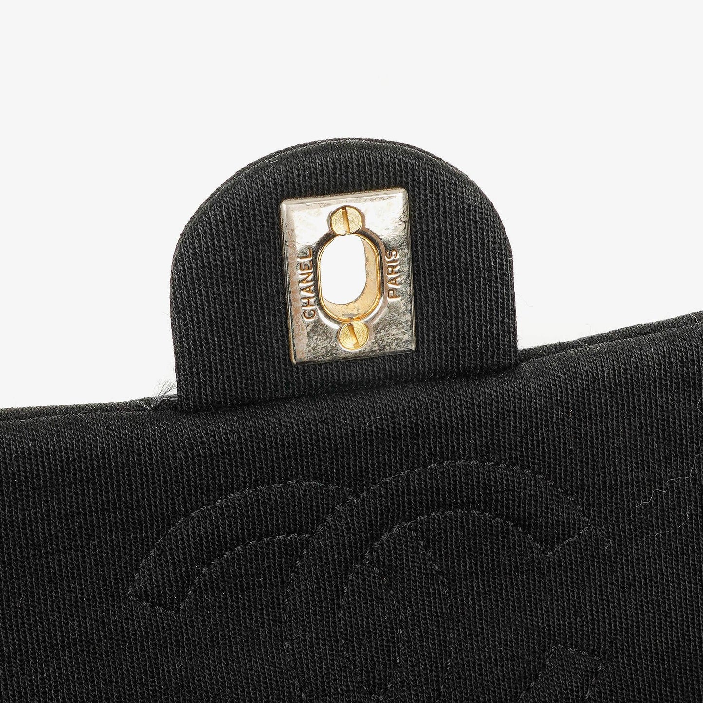 Chanel Mini Quilted Square Jersey Black Flap Bag With 24K Gold-Plated Hardware