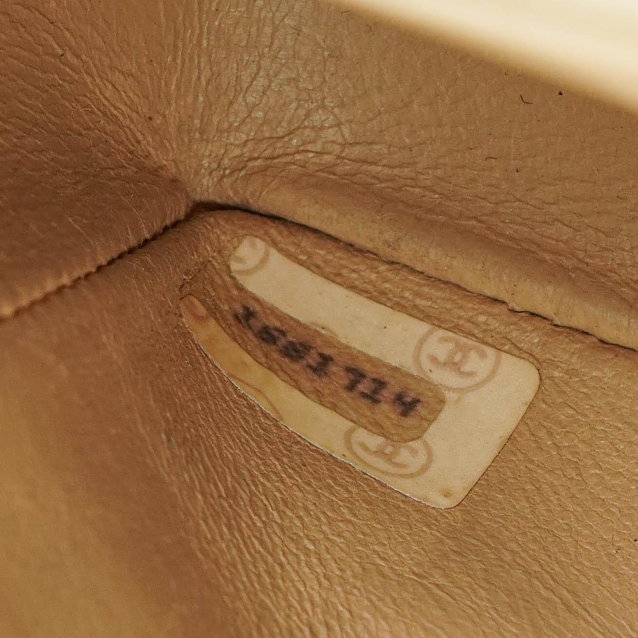 Chanel Mini Quilted Square Leather Beige Flap Bag With 24K Gold-Plated Hardware