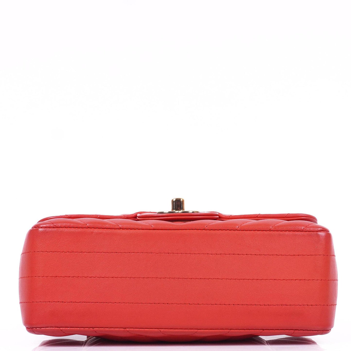 Chanel Mini Rectangular Classic Single Flap Bag Coral Chevron Quilted Lambskin With Gold-Tone Hardware