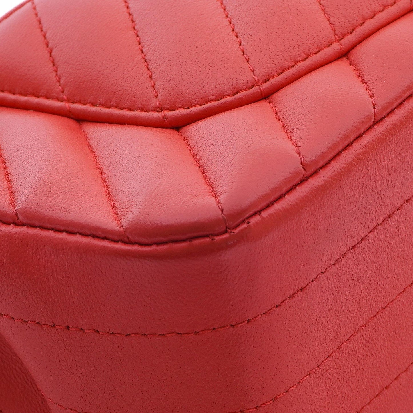 Chanel Mini Rectangular Classic Single Flap Bag Coral Chevron Quilted Lambskin With Gold-Tone Hardware