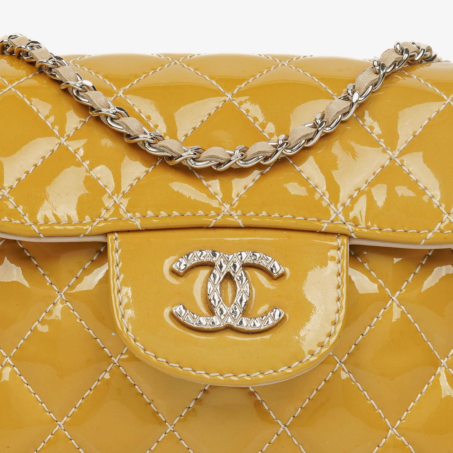Chanel Mini Rectangular Double-Sided Flap Bag In Quilted Patent Leather