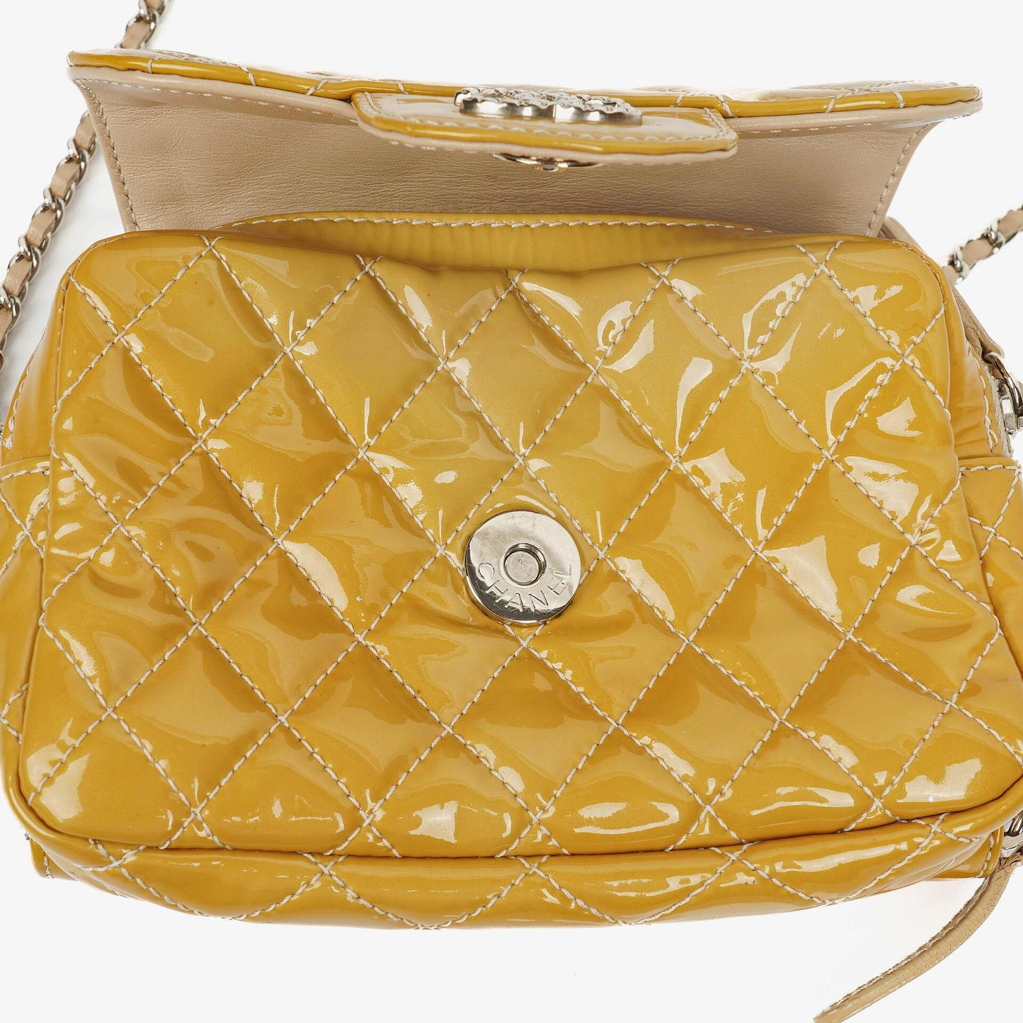 Chanel Mini Rectangular Double-Sided Flap Bag In Quilted Patent Leather