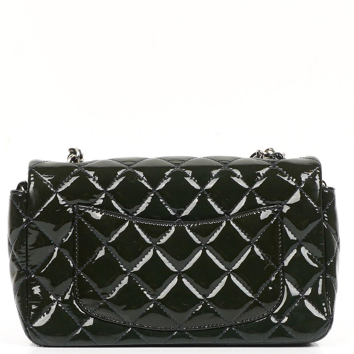 Chanel Mini Rectangular Flap Bag In Quilted Patent Leather With Silver-Tone Hardware,2013-2014