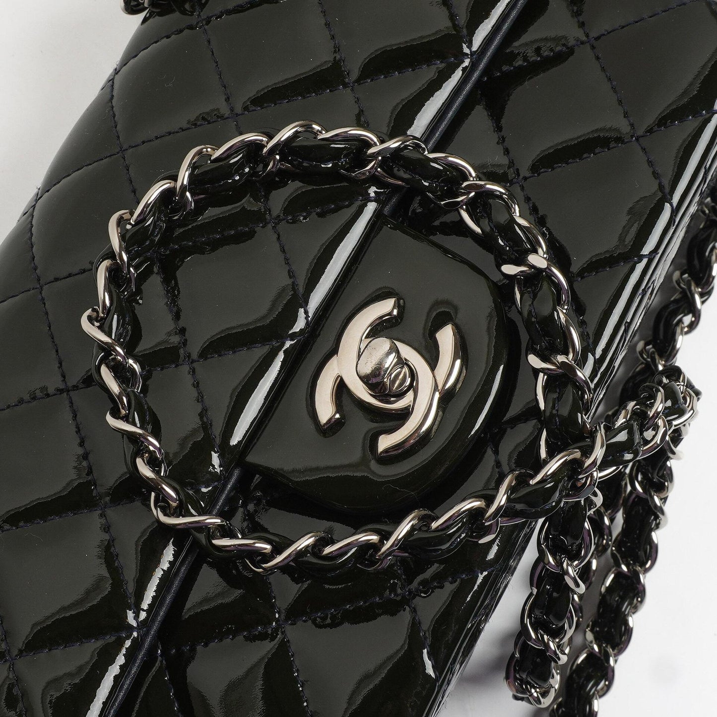 Chanel Mini Rectangular Flap Bag In Quilted Patent Leather With Silver-Tone Hardware,2013-2014