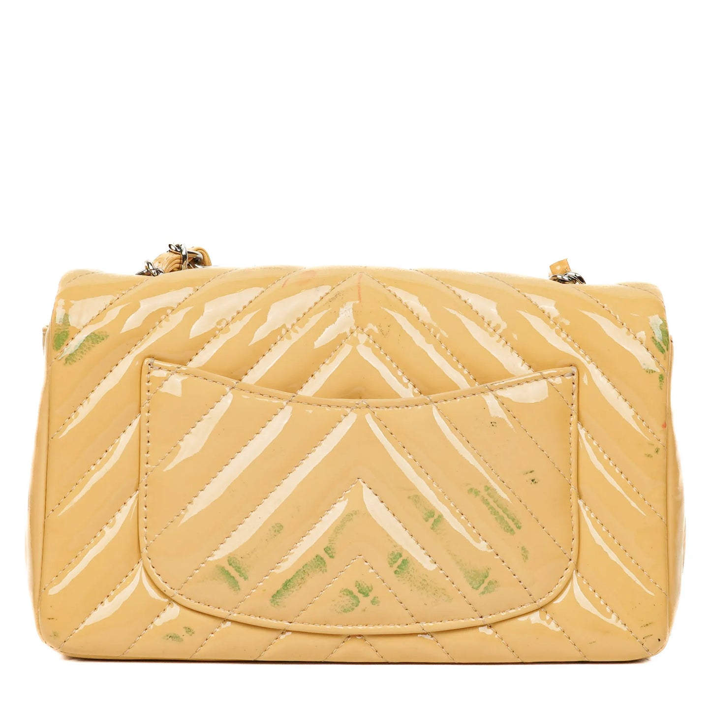 Chanel Mini Rectangular Patent Leather Chevron Single Flap Bag With Silver-Tone Hardware