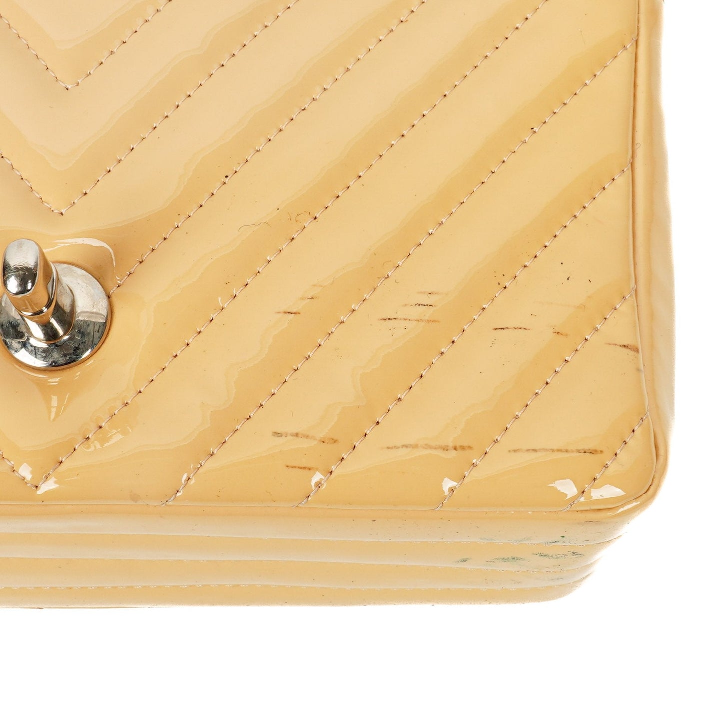 Chanel Mini Rectangular Patent Leather Chevron Single Flap Bag With Silver-Tone Hardware