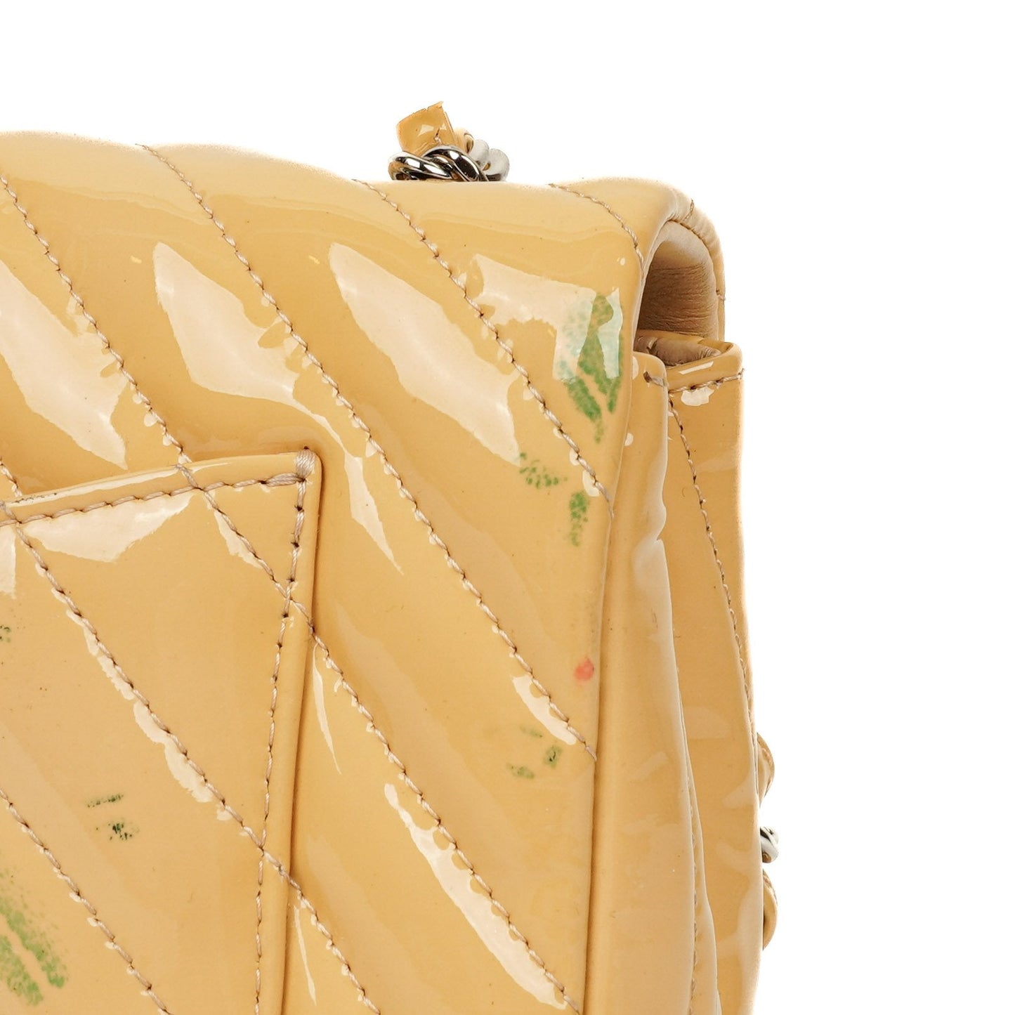 Chanel Mini Rectangular Patent Leather Chevron Single Flap Bag With Silver-Tone Hardware