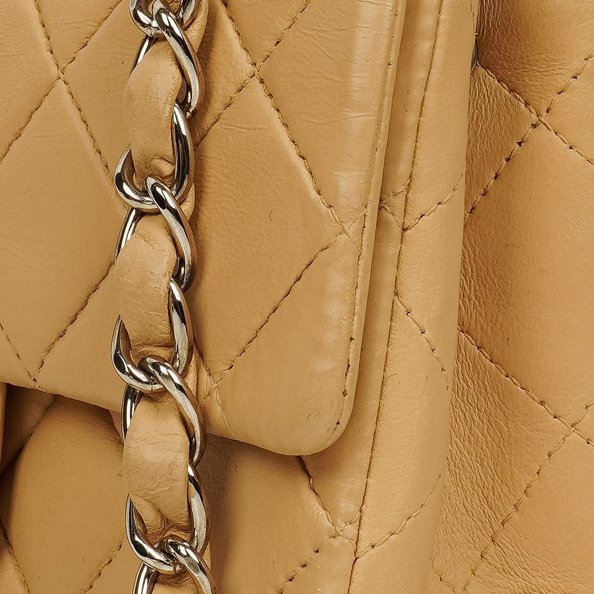 Chanel Mini Square Classic Flap Bag Beige Quilted Lambskin With Silver-Tone Hardware