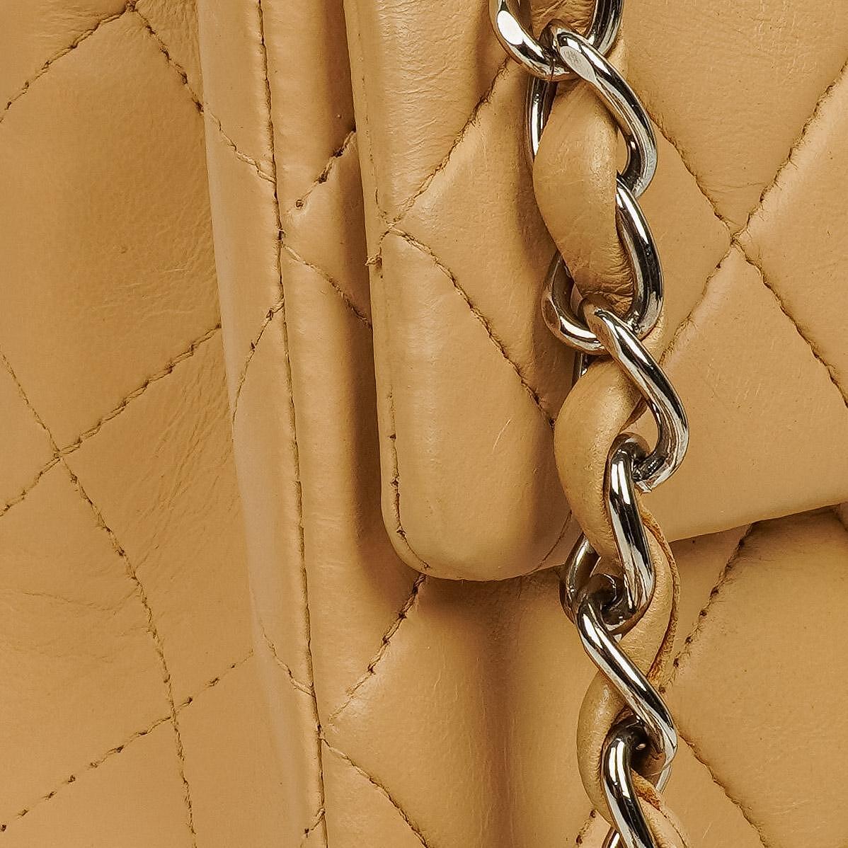Chanel Mini Square Classic Flap Bag Beige Quilted Lambskin With Silver-Tone Hardware