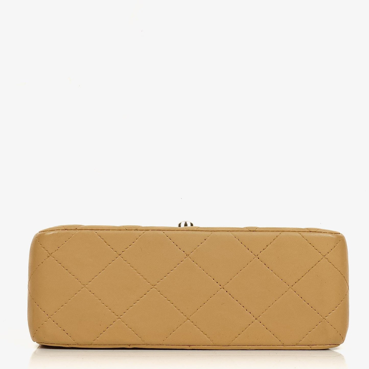 Chanel Mini Square Classic Flap Bag Beige Quilted Lambskin With Silver-Tone Hardware