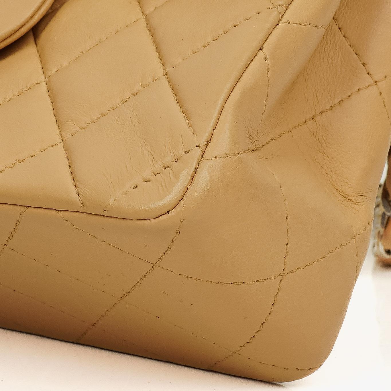 Chanel Mini Square Classic Flap Bag Beige Quilted Lambskin With Silver-Tone Hardware