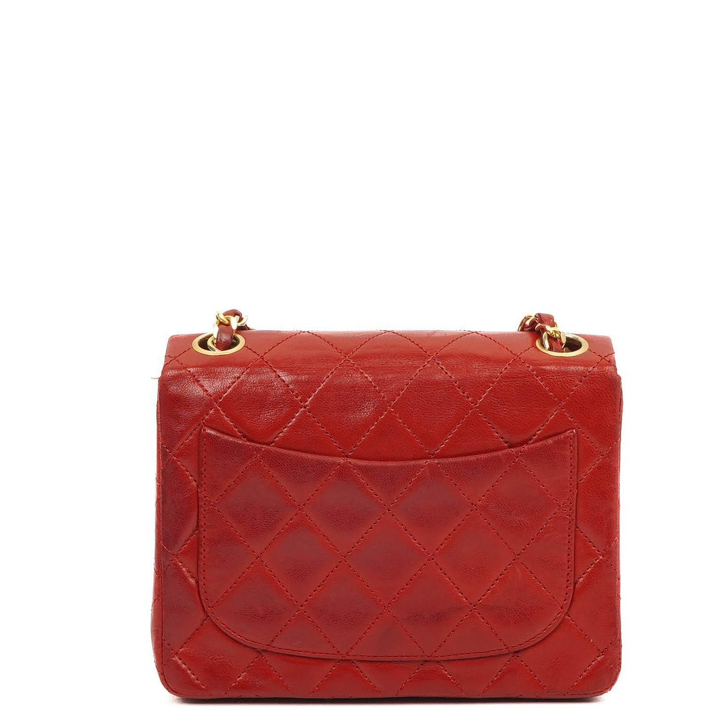 Chanel Mini Square Classic Flap Bag Red Quilted Lambskin 24K Gold-Plated Hardware