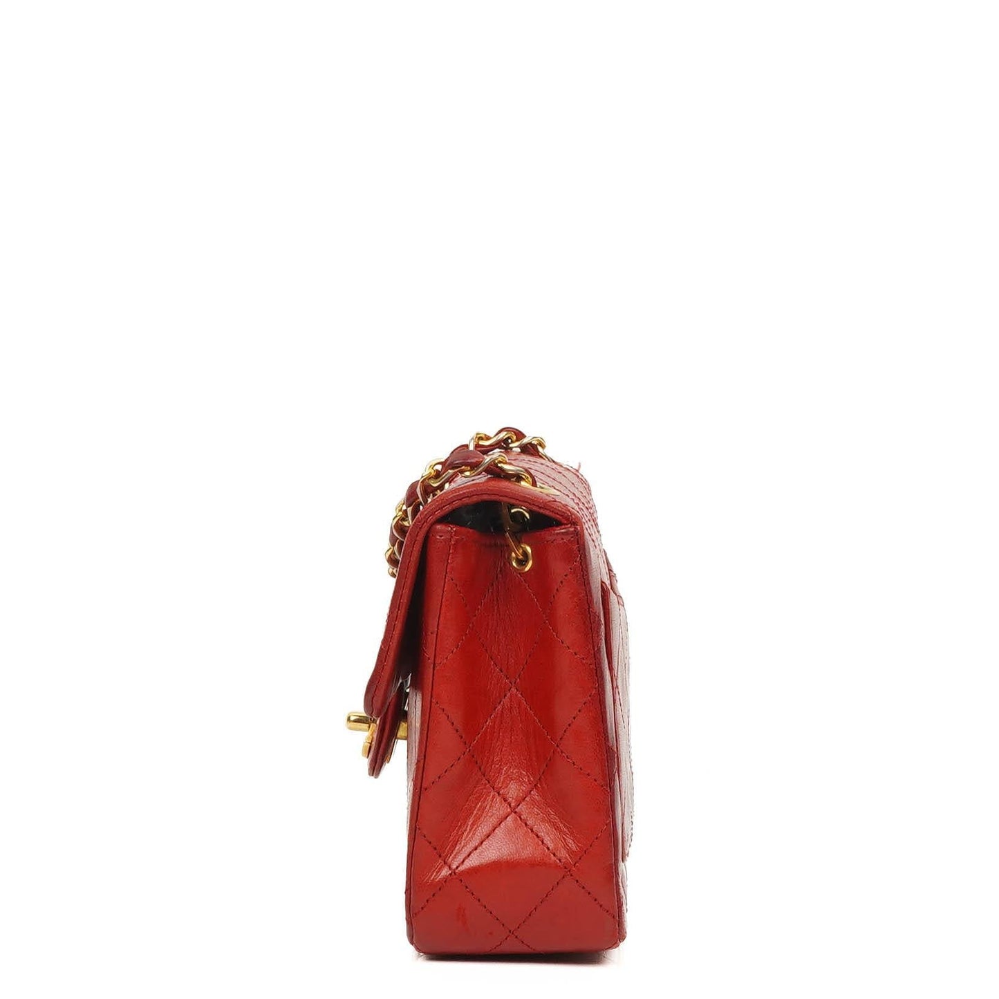 Chanel Mini Square Classic Flap Bag Red Quilted Lambskin 24K Gold-Plated Hardware