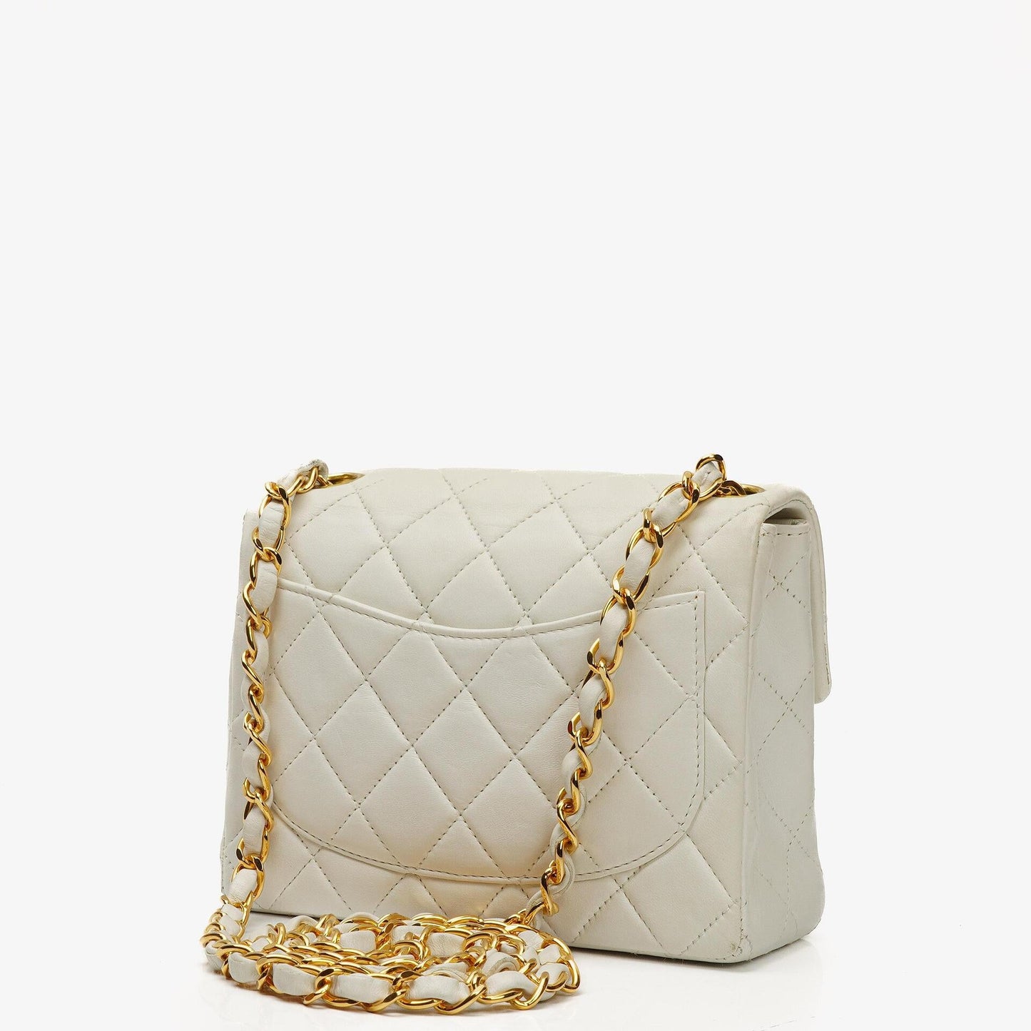 Chanel Mini Square Classic Flap Bag White Quilted Lambskin With 24K Gold-Plated Hardware, 1997-199