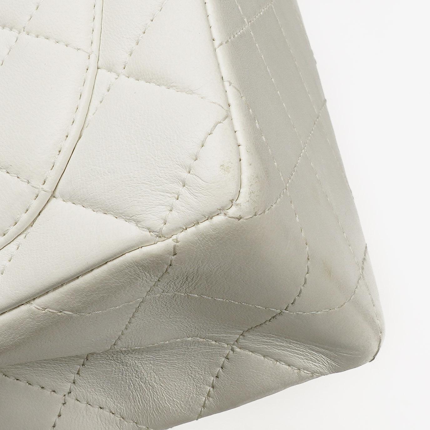 Chanel Mini Square Classic Flap Bag White Quilted Lambskin With 24K Gold-Plated Hardware, 1997-199