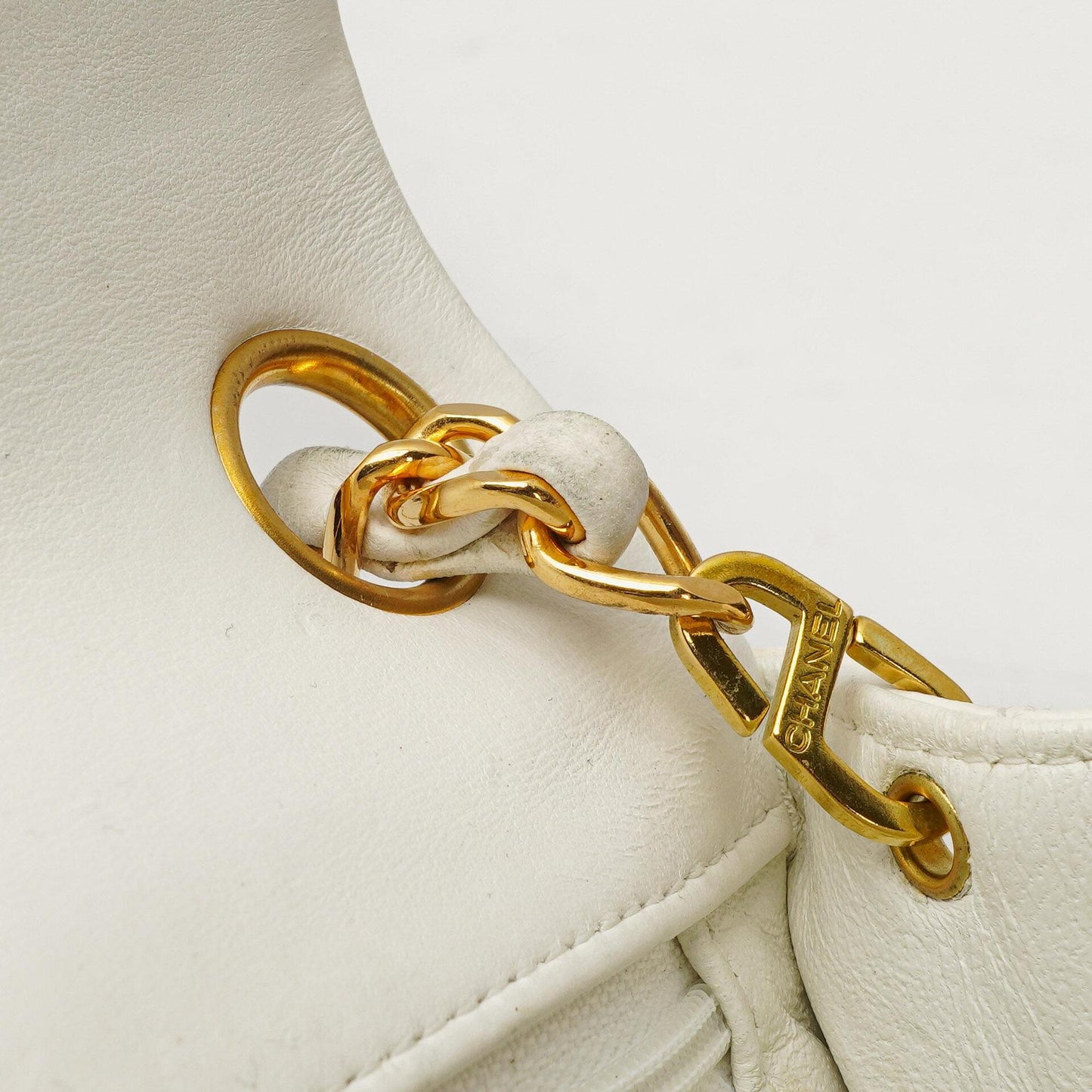 Chanel Mini Square Classic Flap Bag White Quilted Lambskin With 24K Gold-Plated Hardware, 1997-199