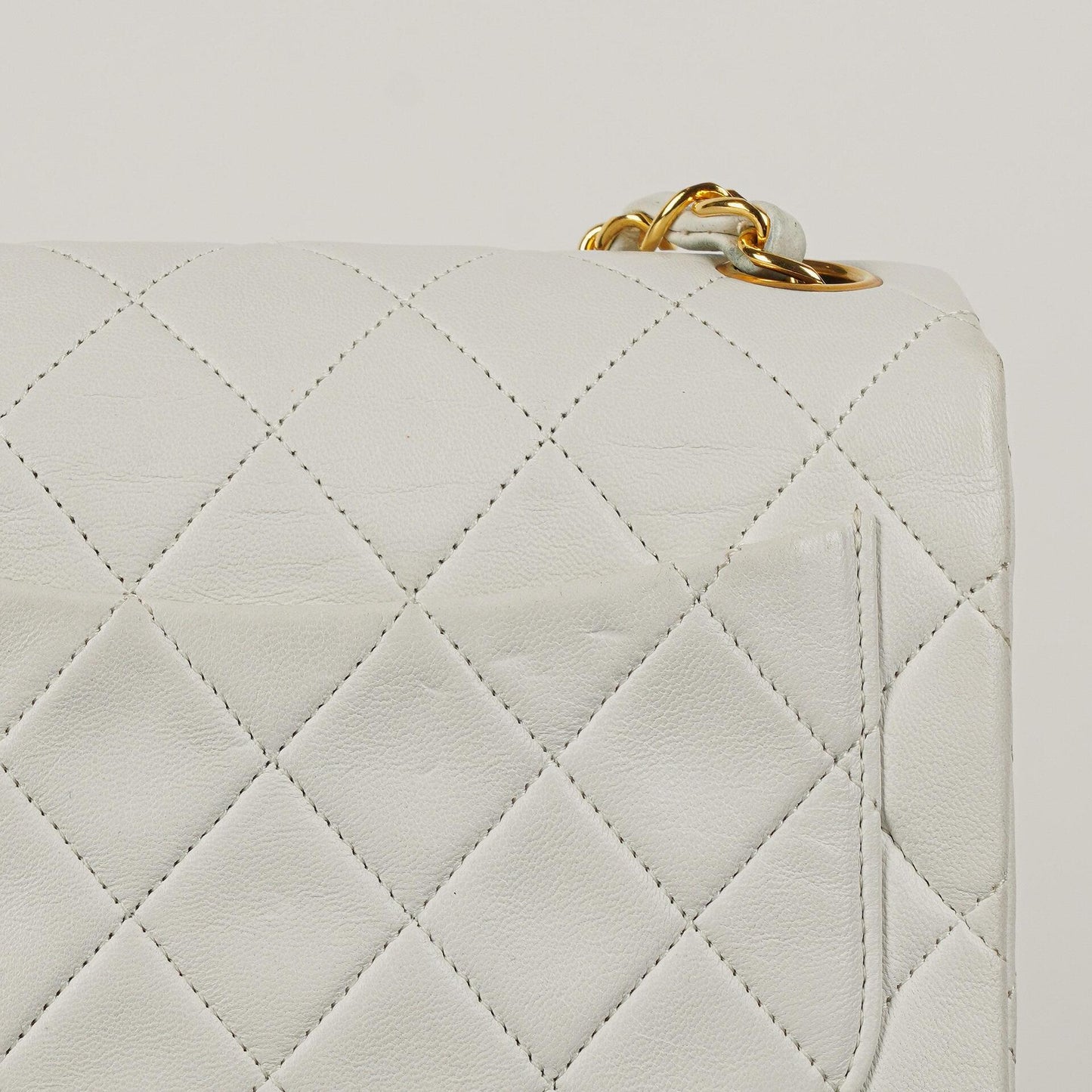 Chanel Mini Square Classic Flap Bag White Quilted Lambskin With 24K Gold-Plated Hardware
