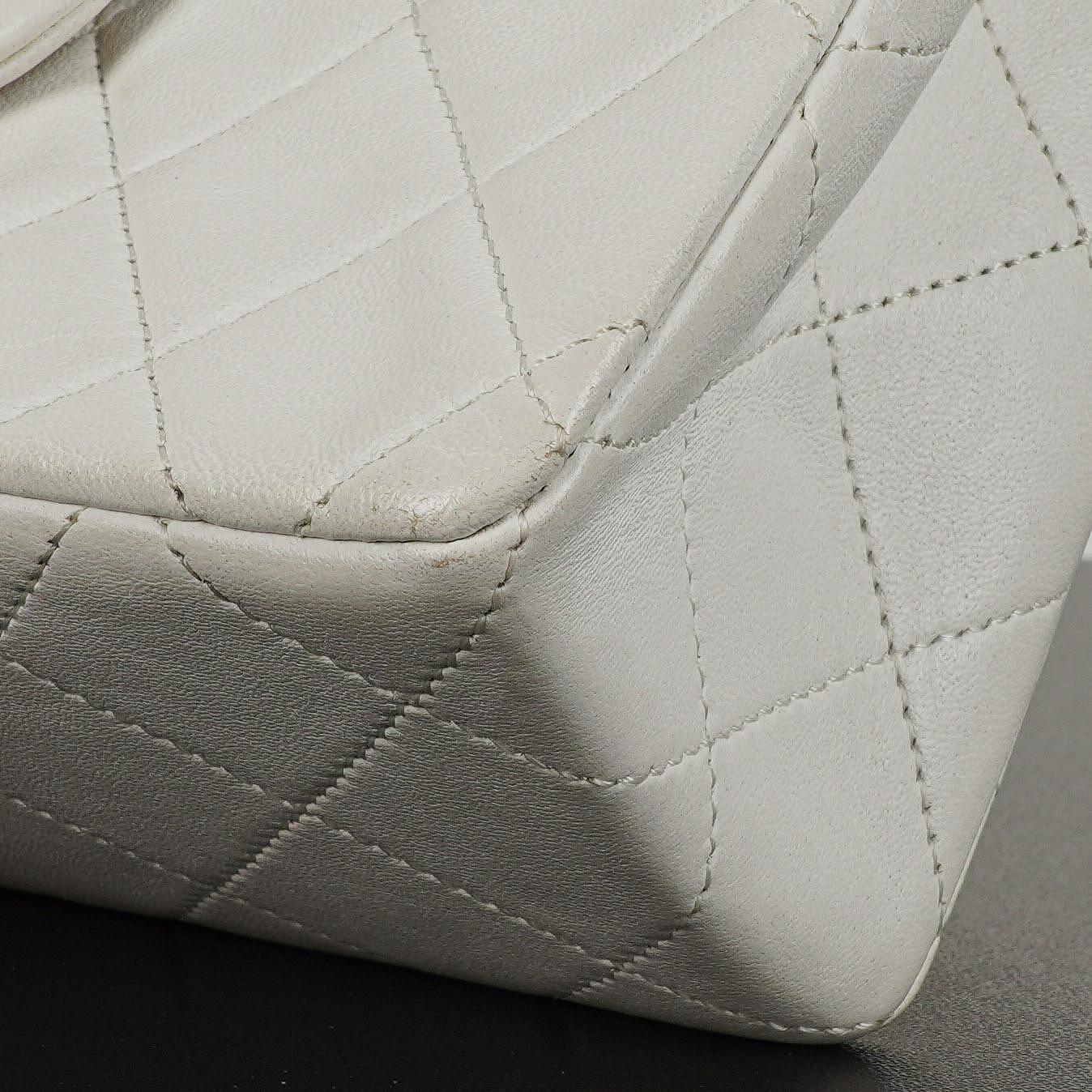Chanel Mini Square Classic Flap Bag White Quilted Lambskin With 24K Gold-Plated Hardware