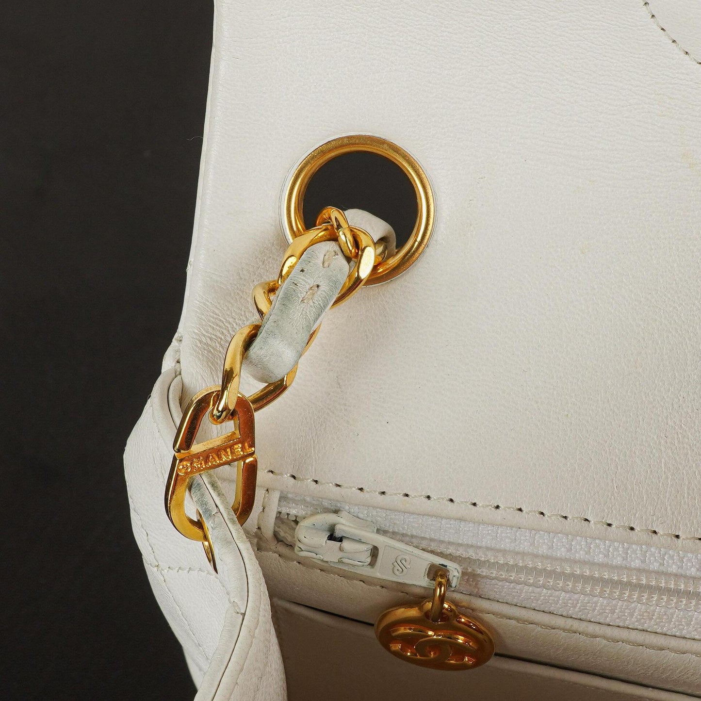 Chanel Mini Square Classic Flap Bag White Quilted Lambskin With 24K Gold-Plated Hardware
