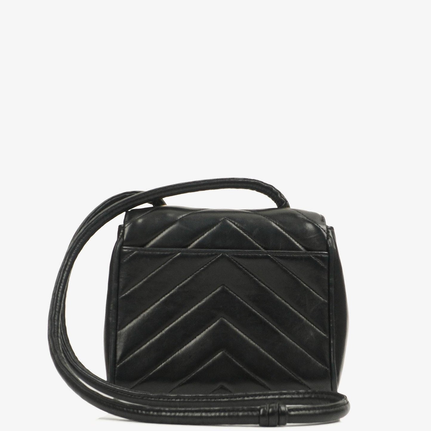 Chanel Mini Square Flap Bag Chevron Quilted Lambskin 24K Gold-Plated Hardware