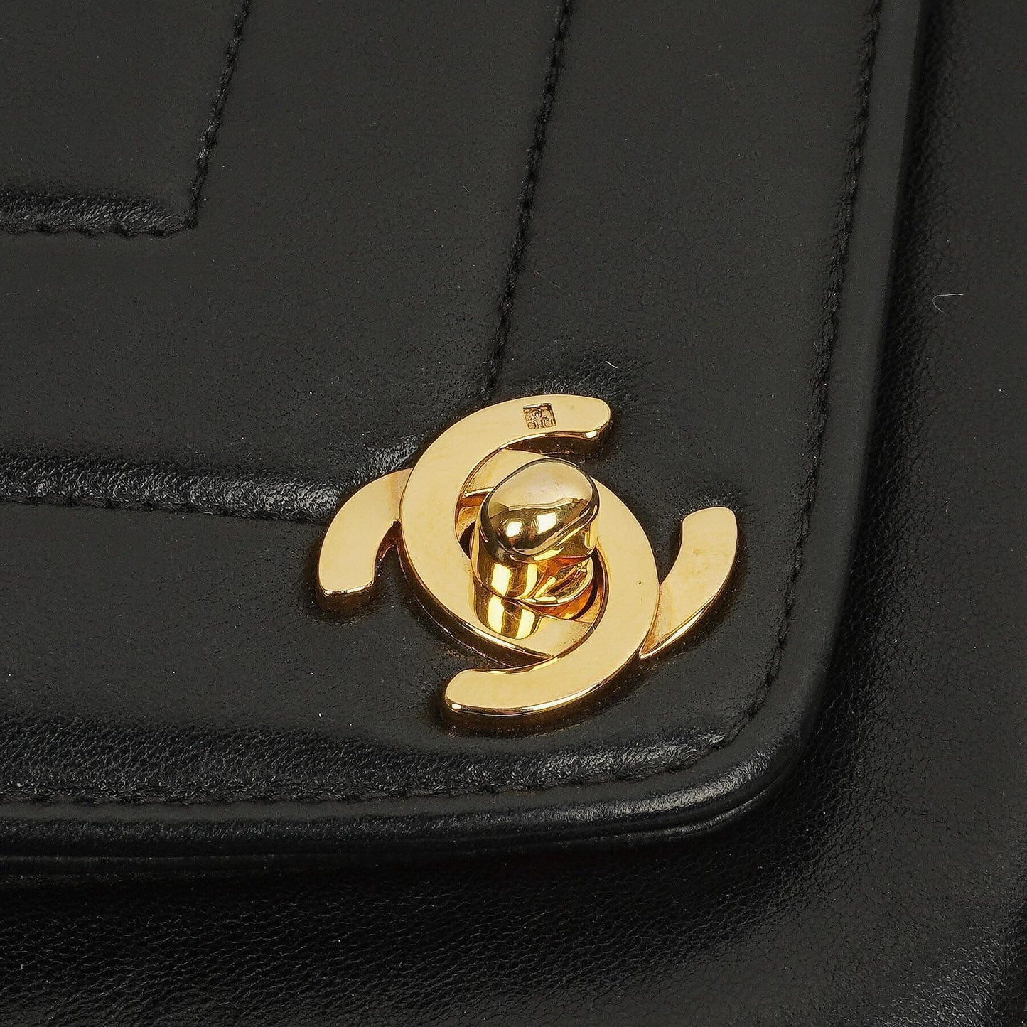 Chanel Mini Square Flap Bag Chevron Quilted Lambskin 24K Gold-Plated Hardware